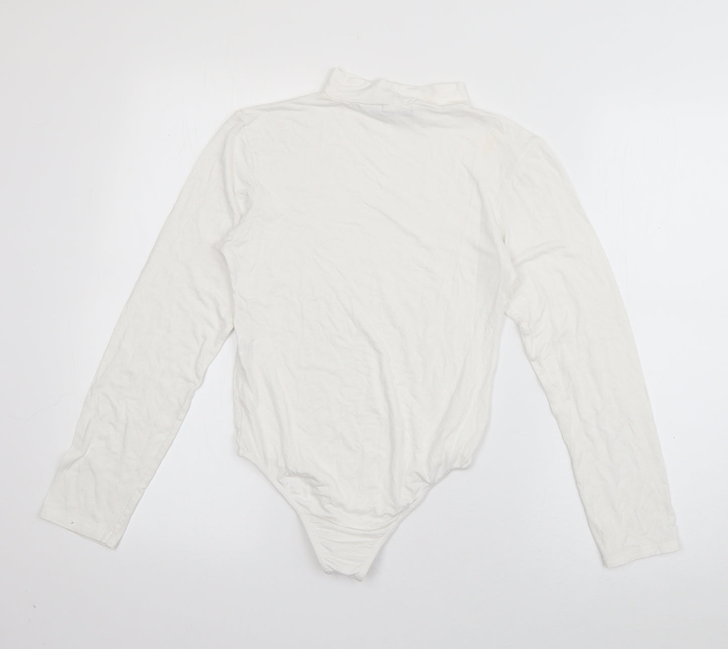 Boohoo Womens White  Viscose Bodysuit One-Piece Size 8  Pullover