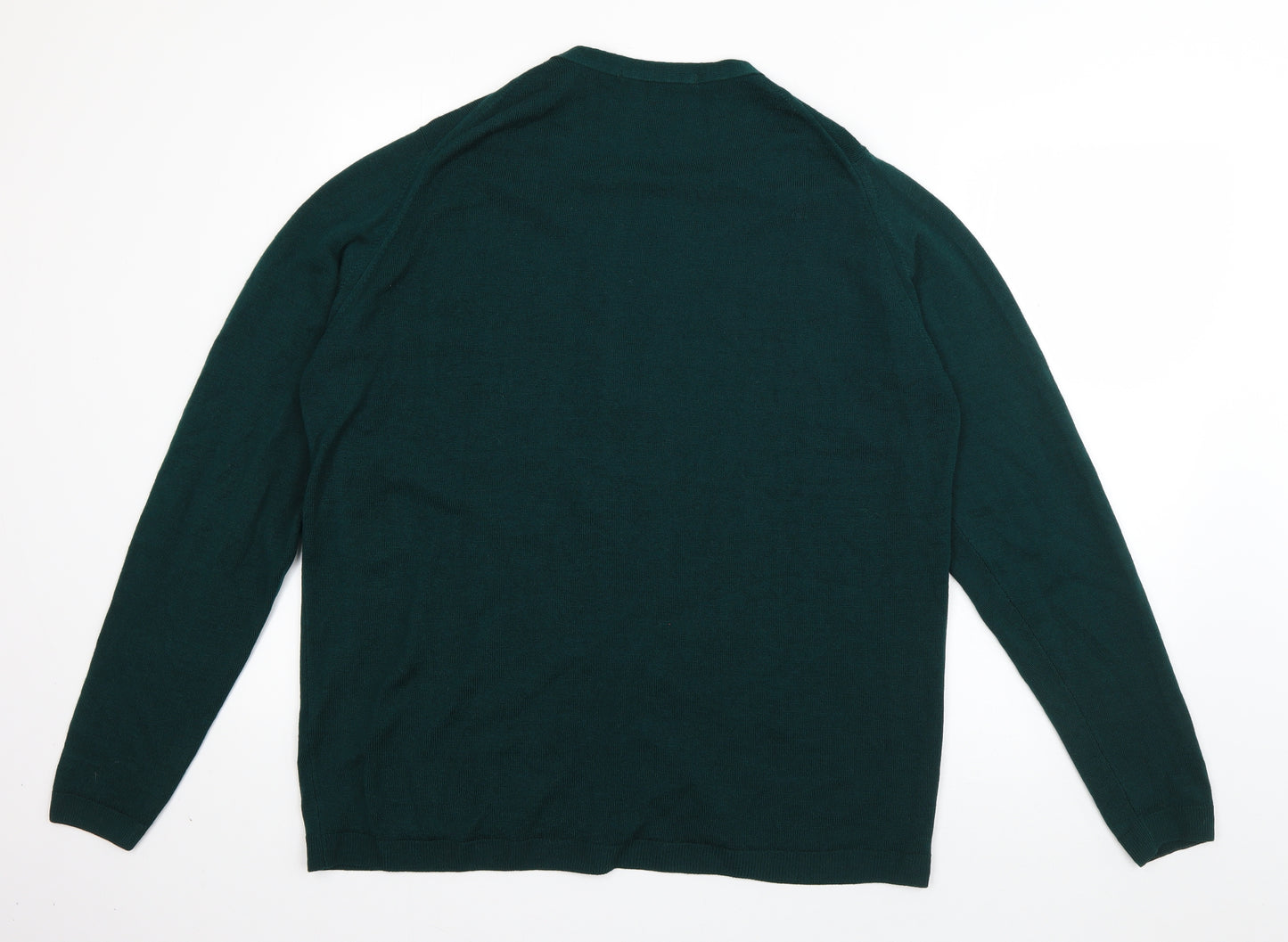 EWM Womens Green V-Neck  Acrylic Cardigan Jumper Size 18