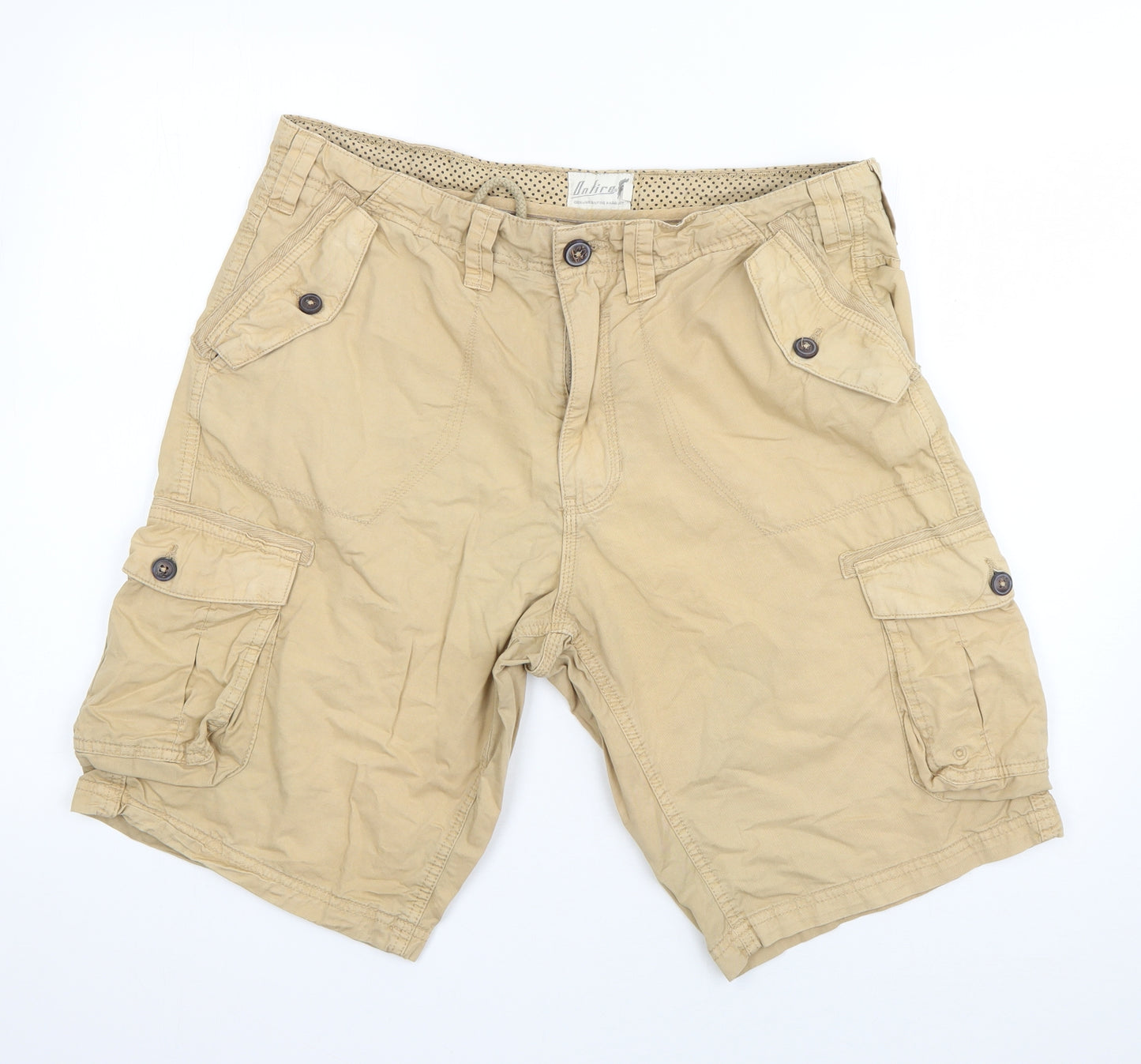 On Fire Mens Beige  Cotton Cargo Shorts Size 34 in L10 in Regular Button