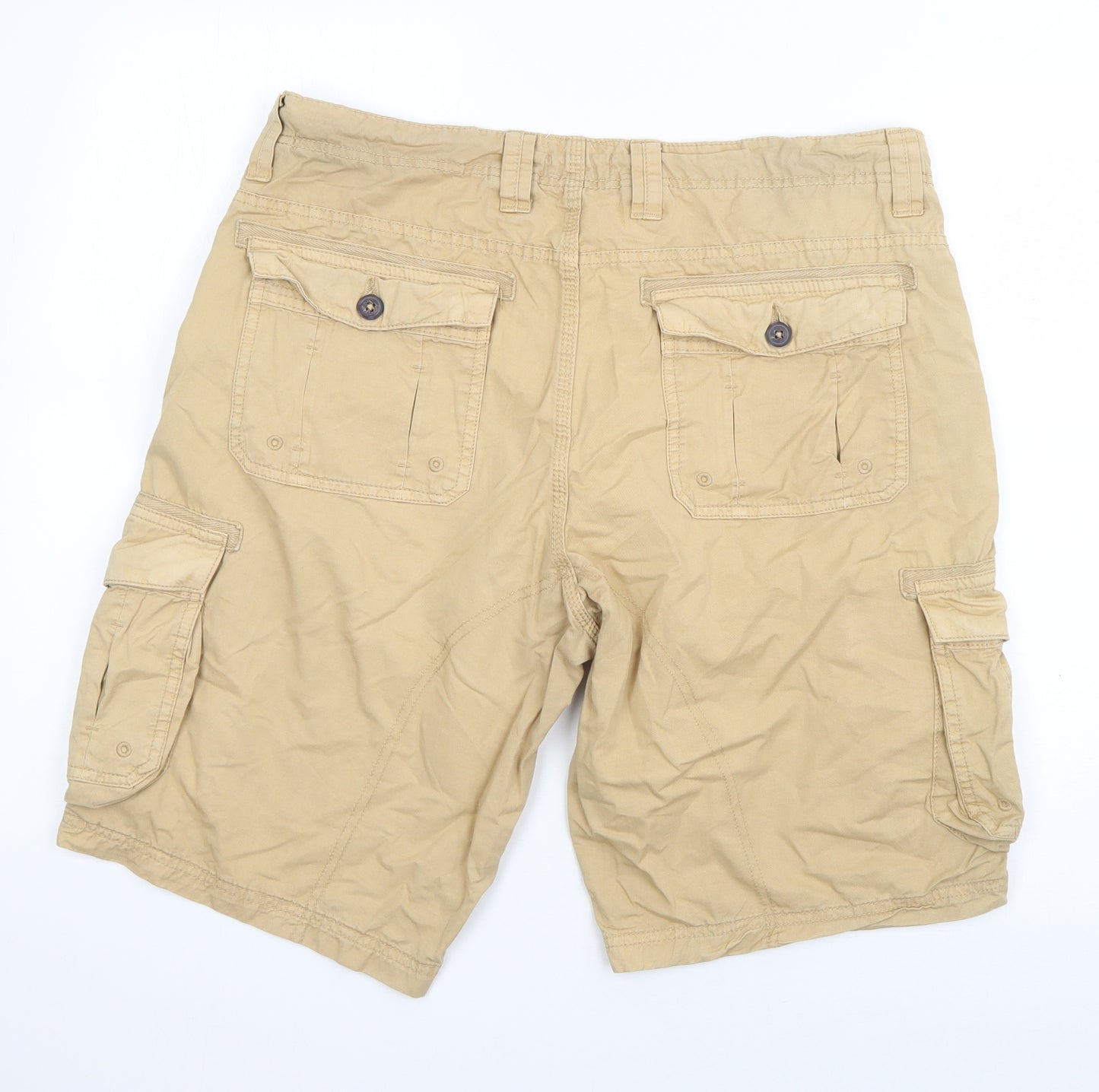 On Fire Mens Beige  Cotton Cargo Shorts Size 34 in L10 in Regular Button