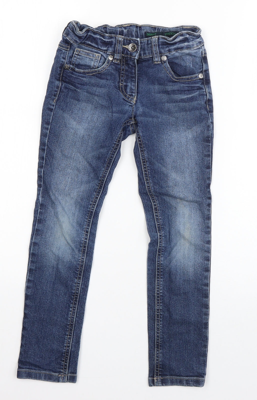 United Colors of Benetton Boys Blue  Cotton Skinny Jeans Size 7-8 Years  Regular Button