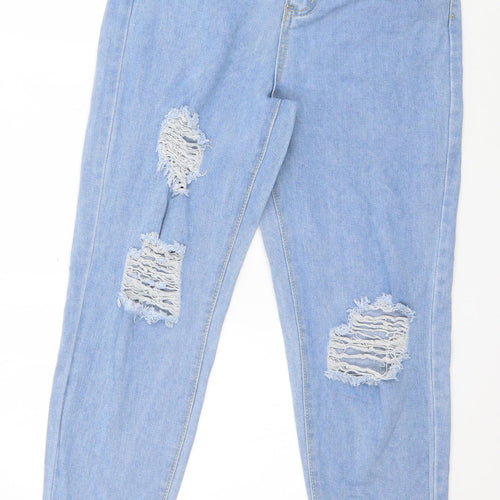 Boohoo Womens Blue  Cotton Mom Jeans Size 6 L26 in Regular Button