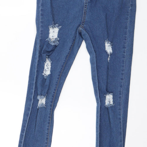 Boohoo Womens Blue  Cotton Skinny Jeans Size 6 L25 in Regular Button