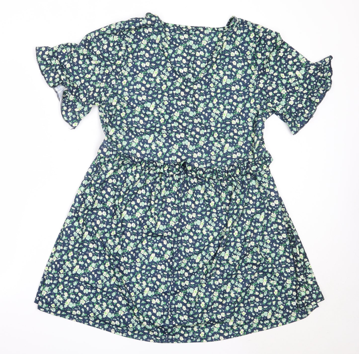 In the Style Womens Green Floral Polyester Fit & Flare  Size 14  V-Neck