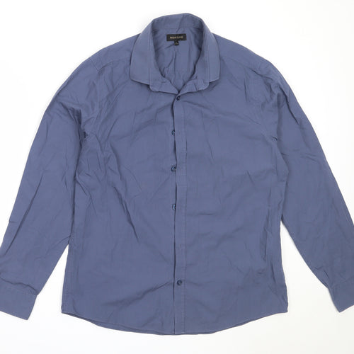 River Island Mens Blue  Cotton  Button-Up Size L Collared