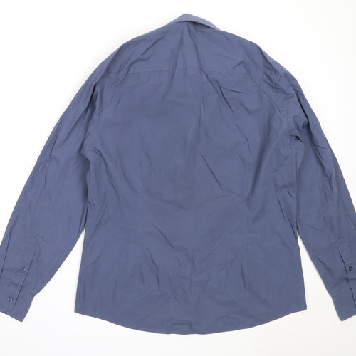 River Island Mens Blue  Cotton  Button-Up Size L Collared
