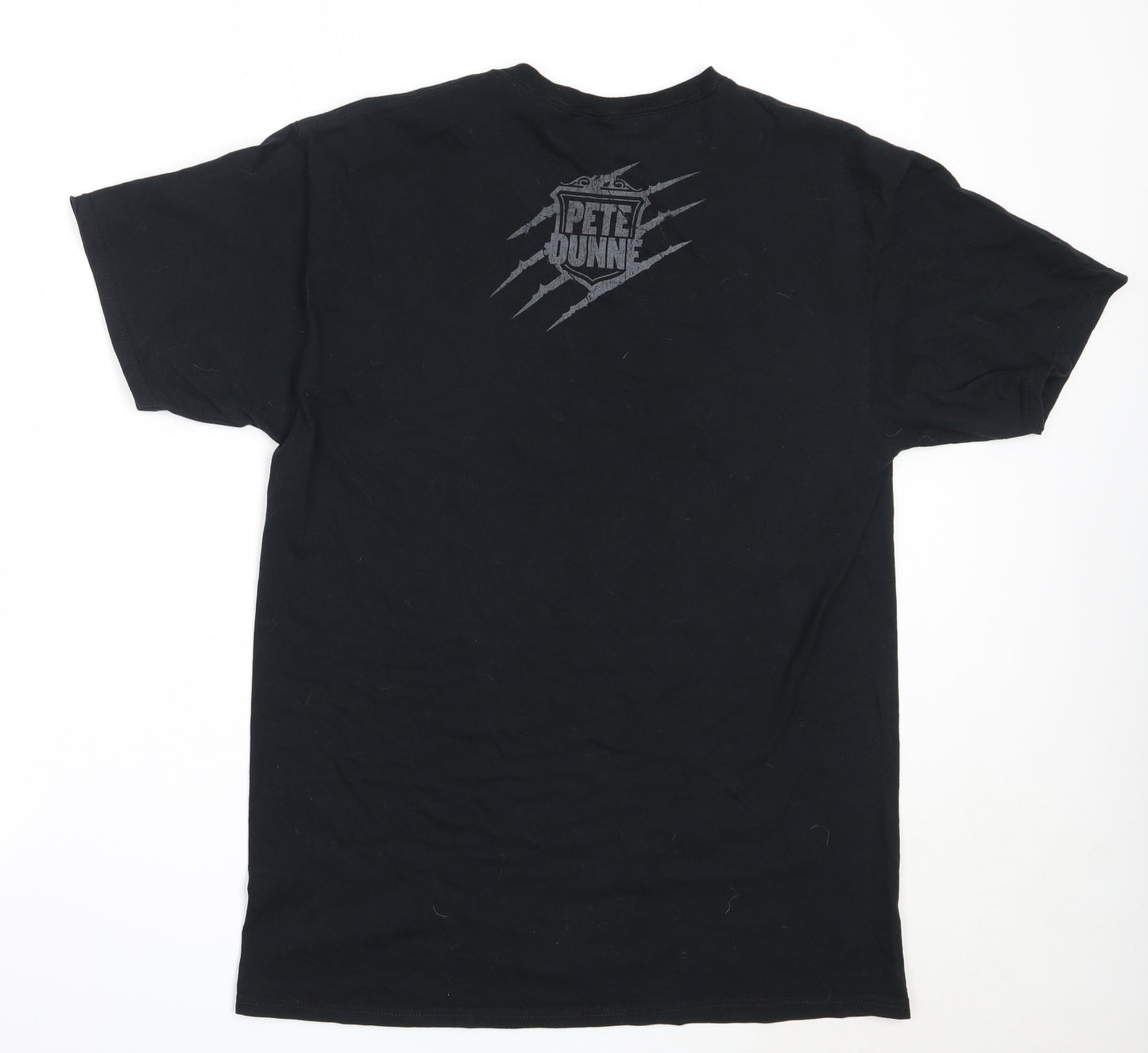 Preworn Mens Black  Cotton  T-Shirt Size L Round Neck