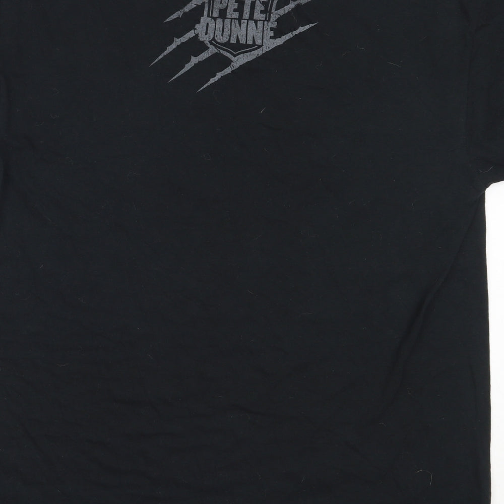 Preworn Mens Black  Cotton  T-Shirt Size L Round Neck