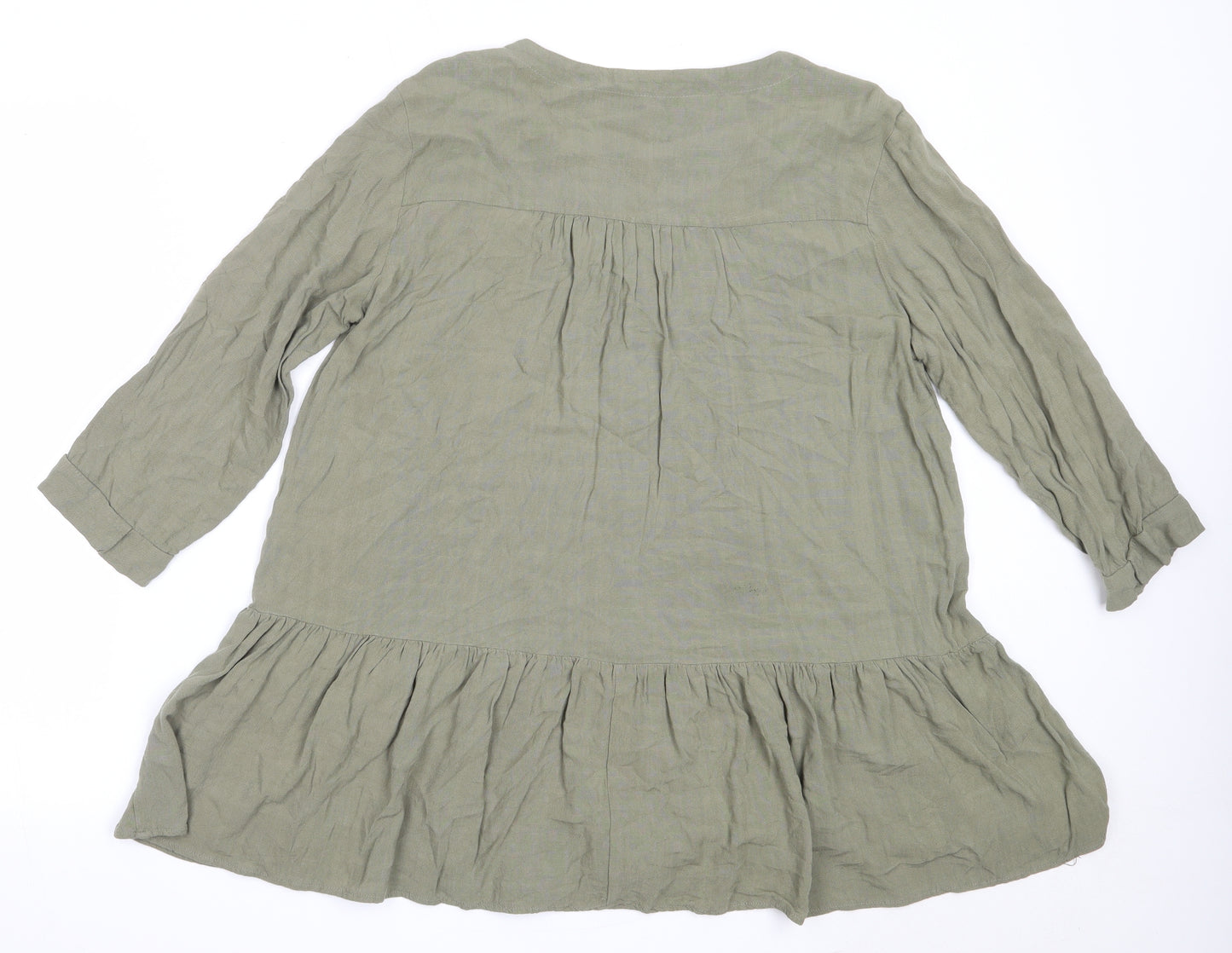 New Look Womens Green  Viscose Basic Blouse Size 12 V-Neck