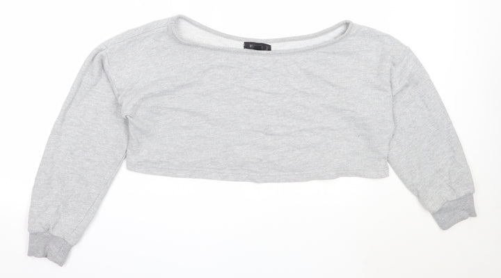 Missguided Womens Grey  Cotton Pullover Sweatshirt Size 10