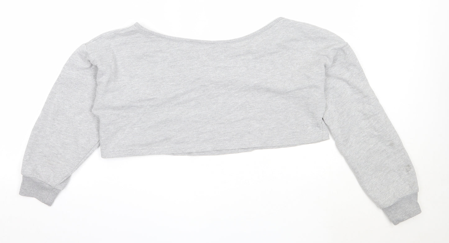 Missguided Womens Grey  Cotton Pullover Sweatshirt Size 10