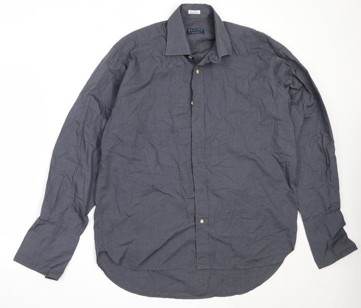 Blazer Mens Grey Cotton Button-Up Size 16 Collared