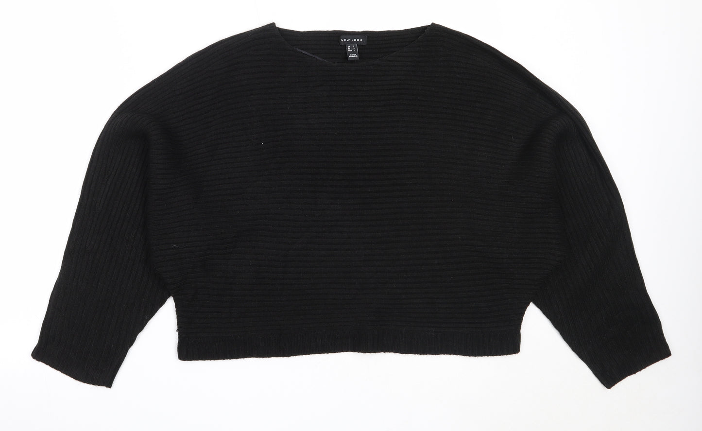 New Look Womens Black Round Neck  Acrylic Pullover Jumper Size L