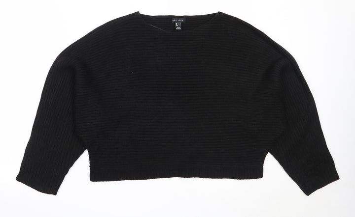 New Look Womens Black Round Neck  Acrylic Pullover Jumper Size L