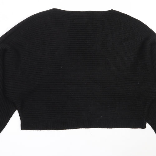 New Look Womens Black Round Neck  Acrylic Pullover Jumper Size L
