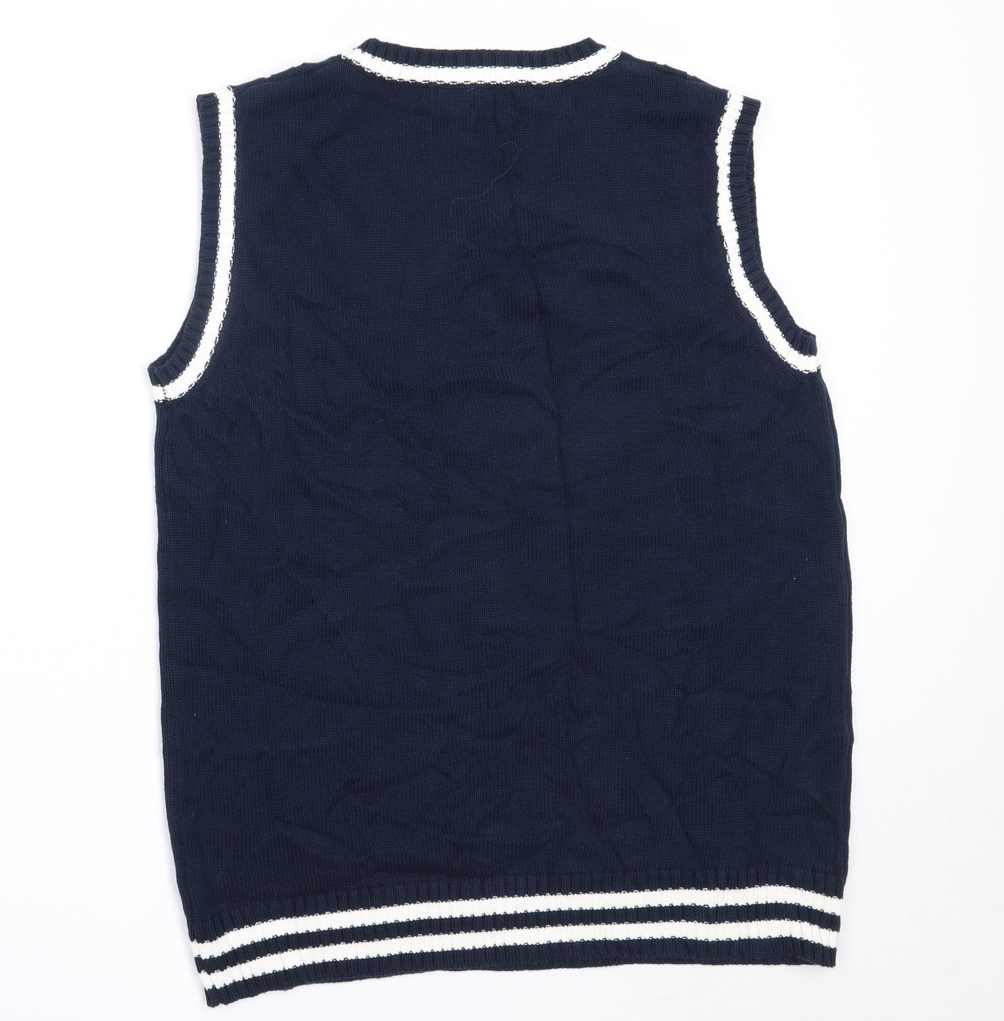 Campure Womens Blue V-Neck  Cotton Vest Jumper Size XL