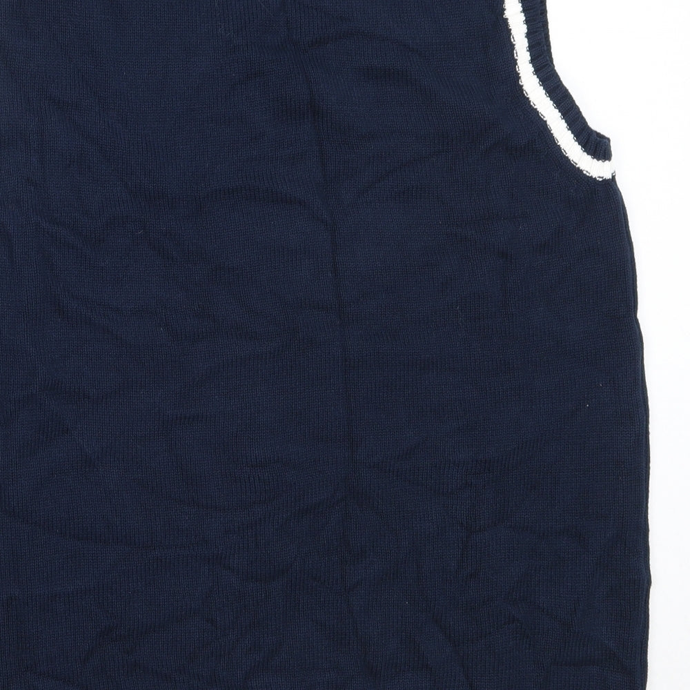 Campure Womens Blue V-Neck  Cotton Vest Jumper Size XL