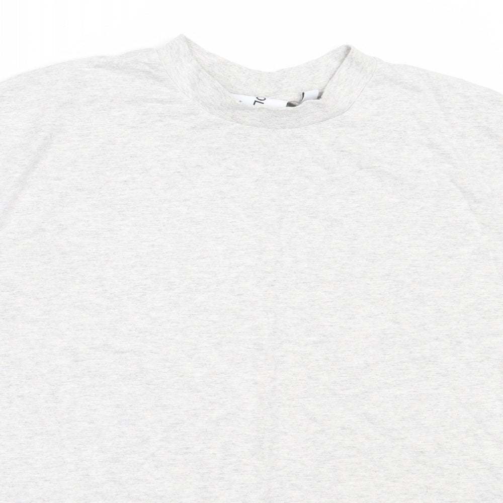COLLUSION Mens Grey  Cotton  T-Shirt Size M High Neck