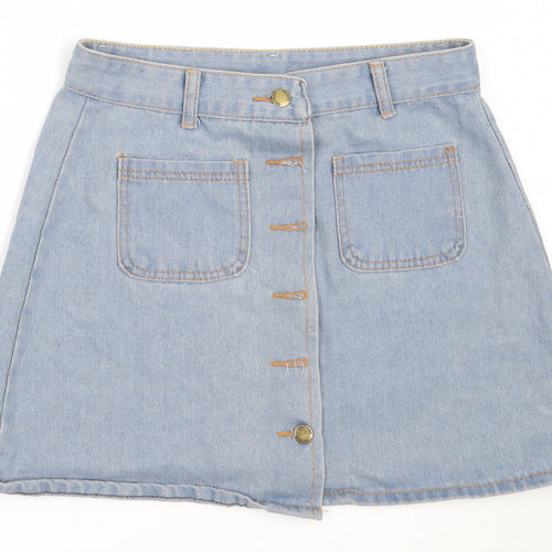 Preworn Womens Blue  Cotton Mini Skirt Size L