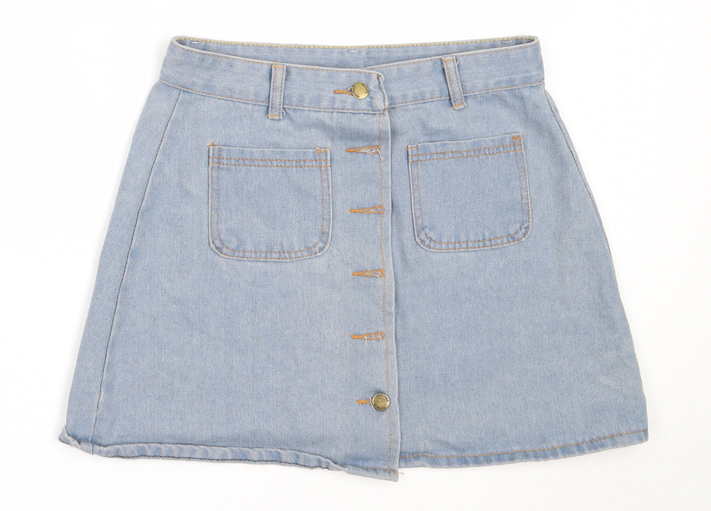 Preworn Womens Blue  Cotton Mini Skirt Size L