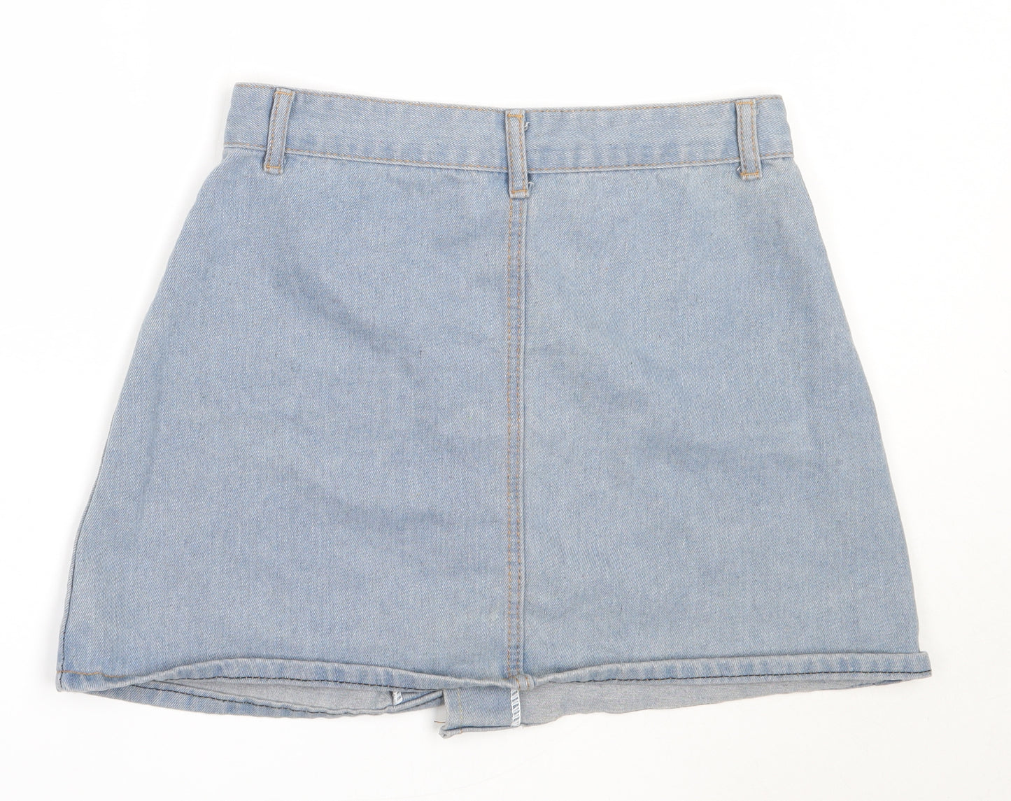Preworn Womens Blue  Cotton Mini Skirt Size L