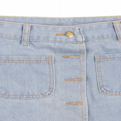 Preworn Womens Blue  Cotton Mini Skirt Size L