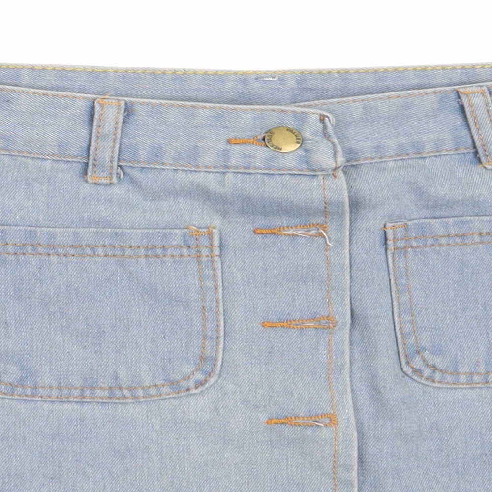 Preworn Womens Blue  Cotton Mini Skirt Size L