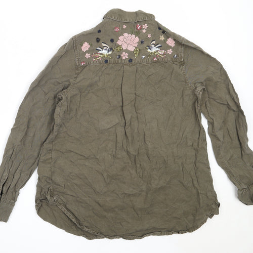 Papaya Womens Green  Lyocell Basic Button-Up Size 10 Collared