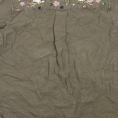 Papaya Womens Green  Lyocell Basic Button-Up Size 10 Collared