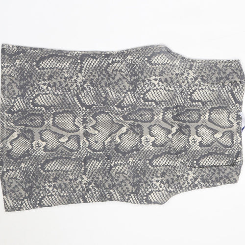 Zara Womens Grey Animal Print Polyester Basic Tank Size M Square Neck