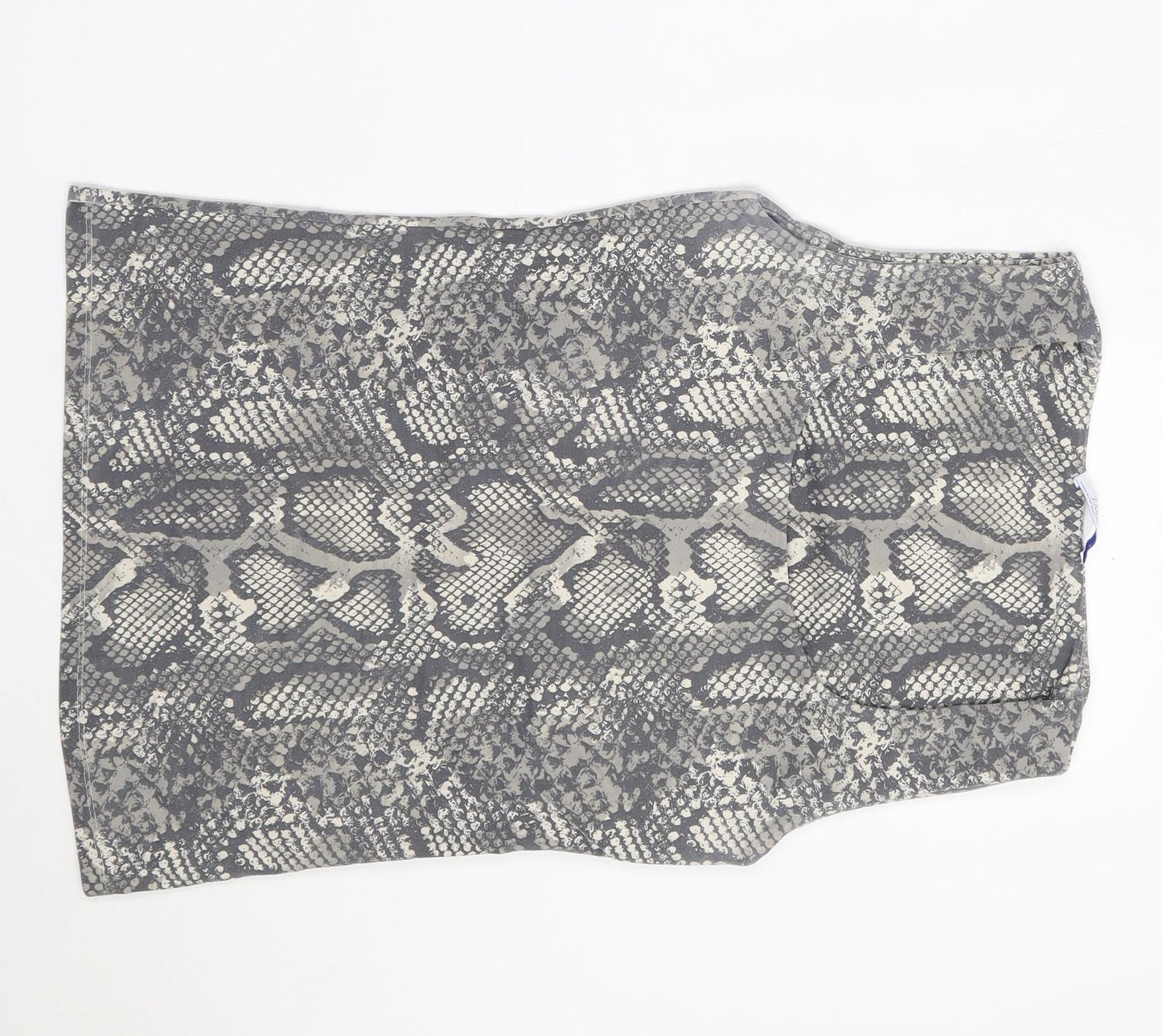 Zara Womens Grey Animal Print Polyester Basic Tank Size M Square Neck