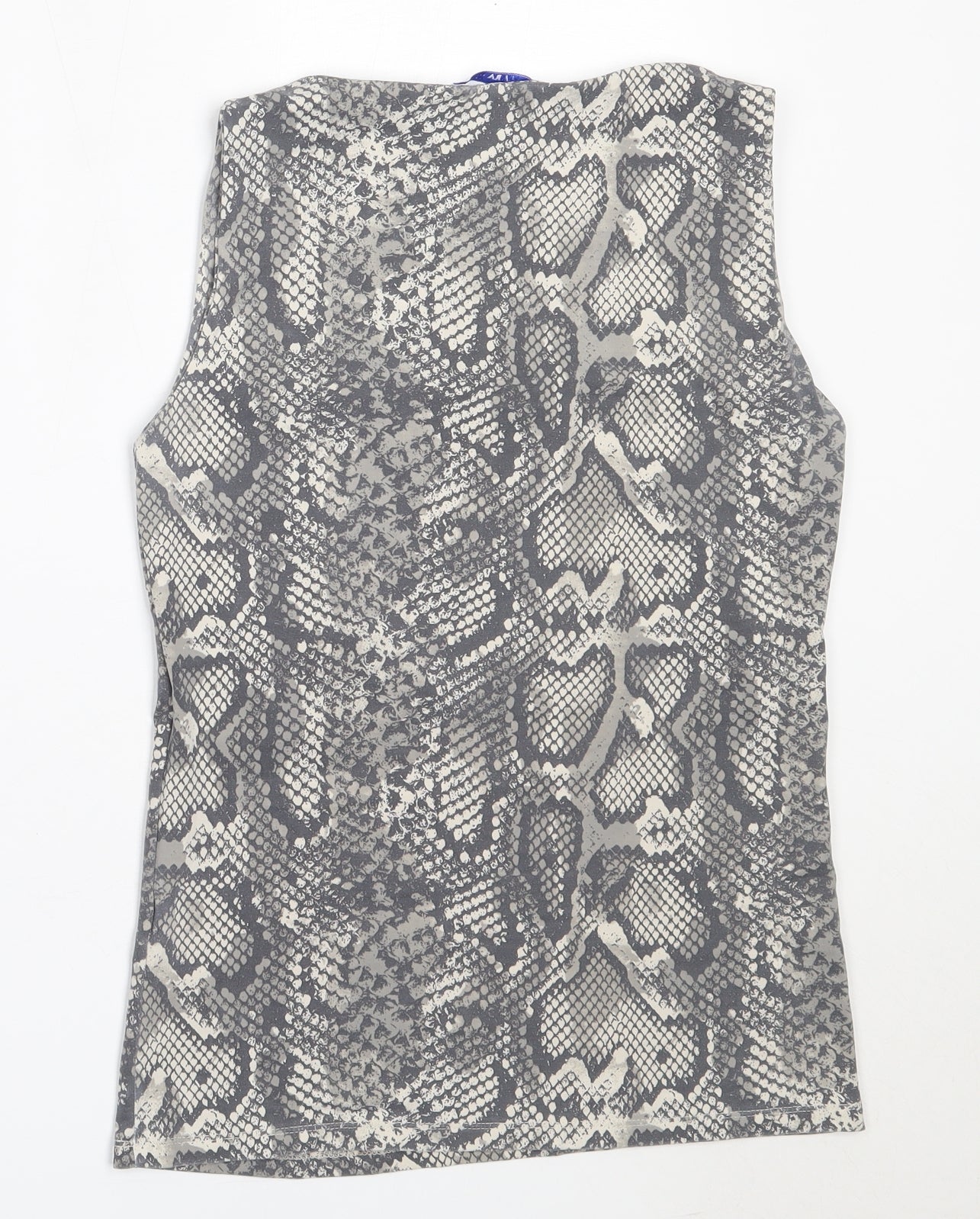 Zara Womens Grey Animal Print Polyester Basic Tank Size M Square Neck