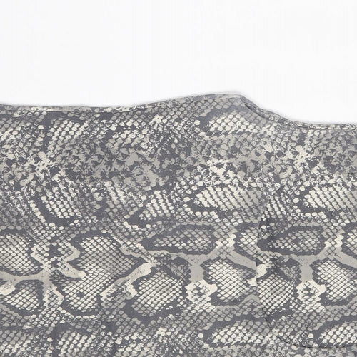 Zara Womens Grey Animal Print Polyester Basic Tank Size M Square Neck