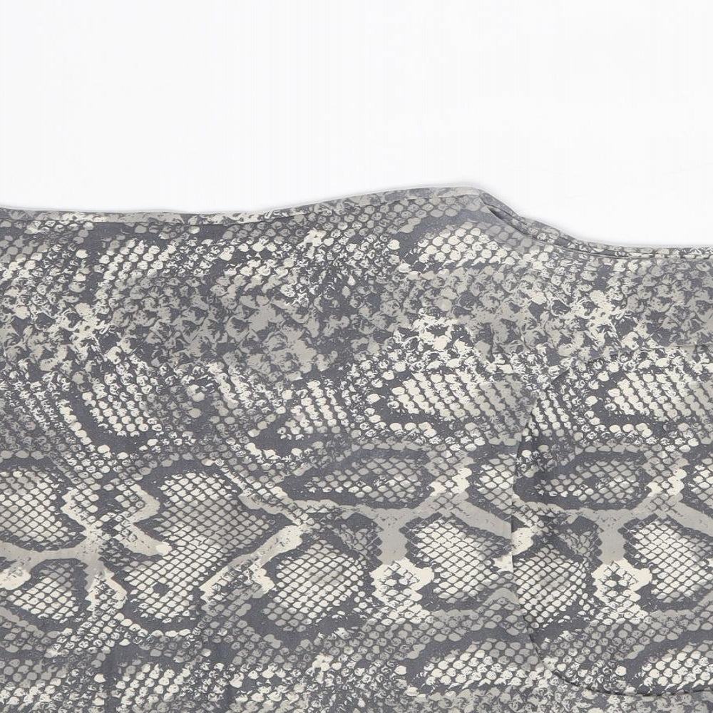 Zara Womens Grey Animal Print Polyester Basic Tank Size M Square Neck