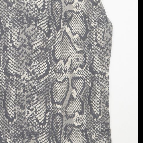 Zara Womens Grey Animal Print Polyester Basic Tank Size M Square Neck