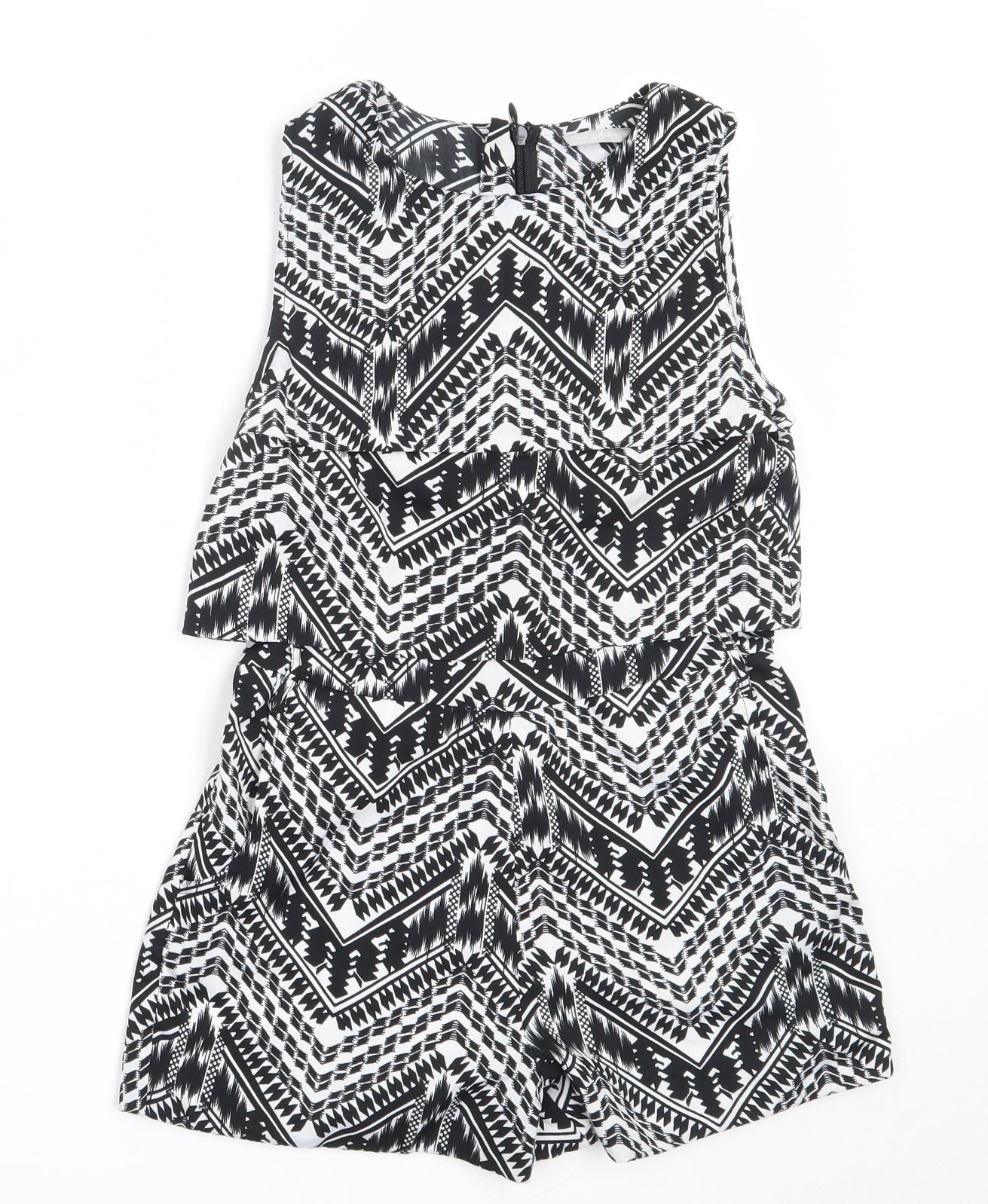 Matalan Girls Black Geometric Polyester Playsuit One-Piece Size 9 Years