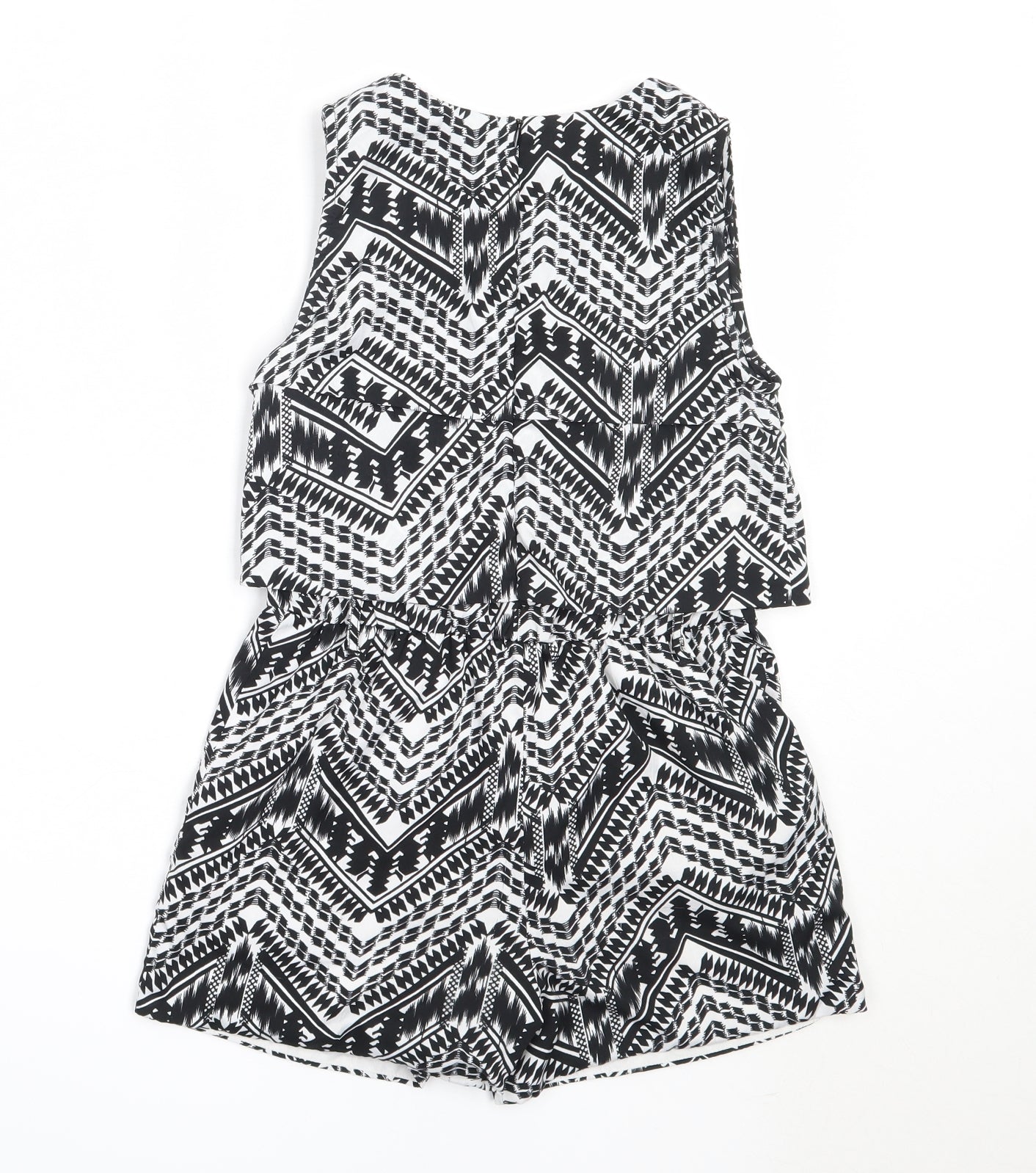 Matalan Girls Black Geometric Polyester Playsuit One-Piece Size 9 Years