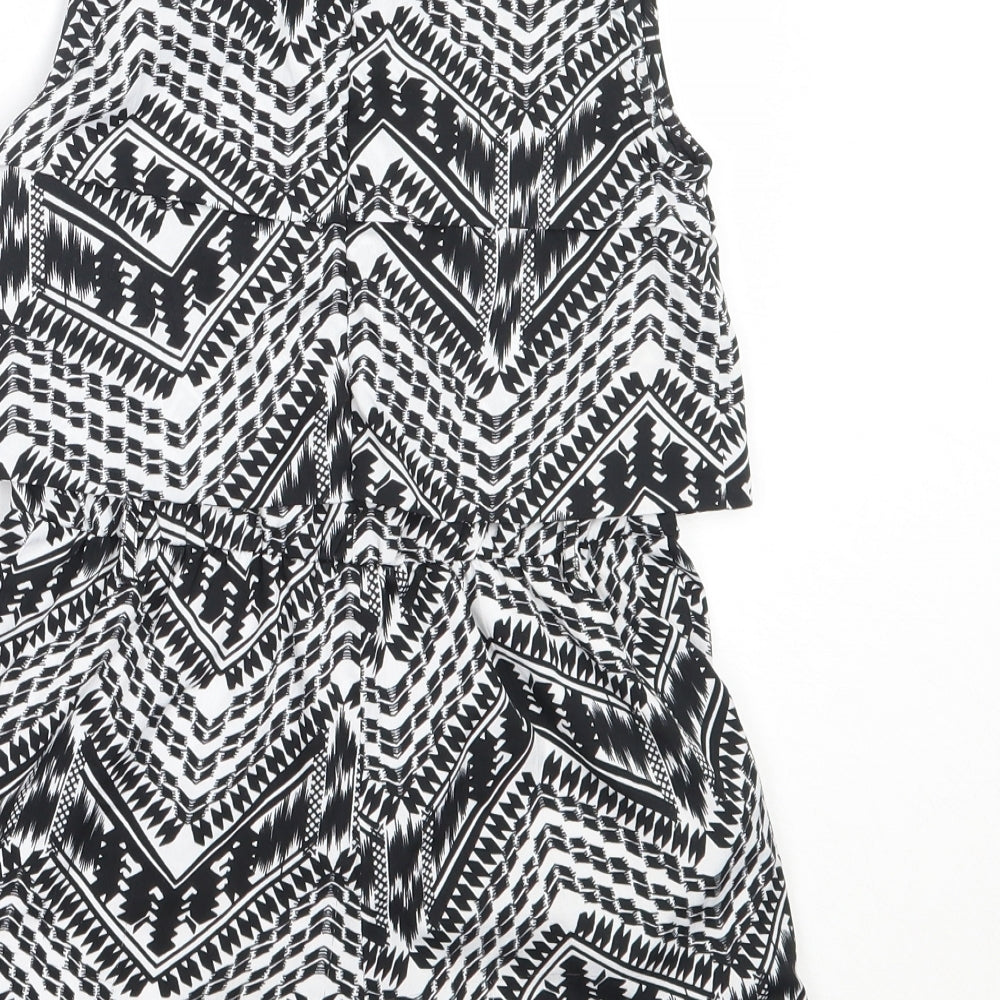 Matalan Girls Black Geometric Polyester Playsuit One-Piece Size 9 Years