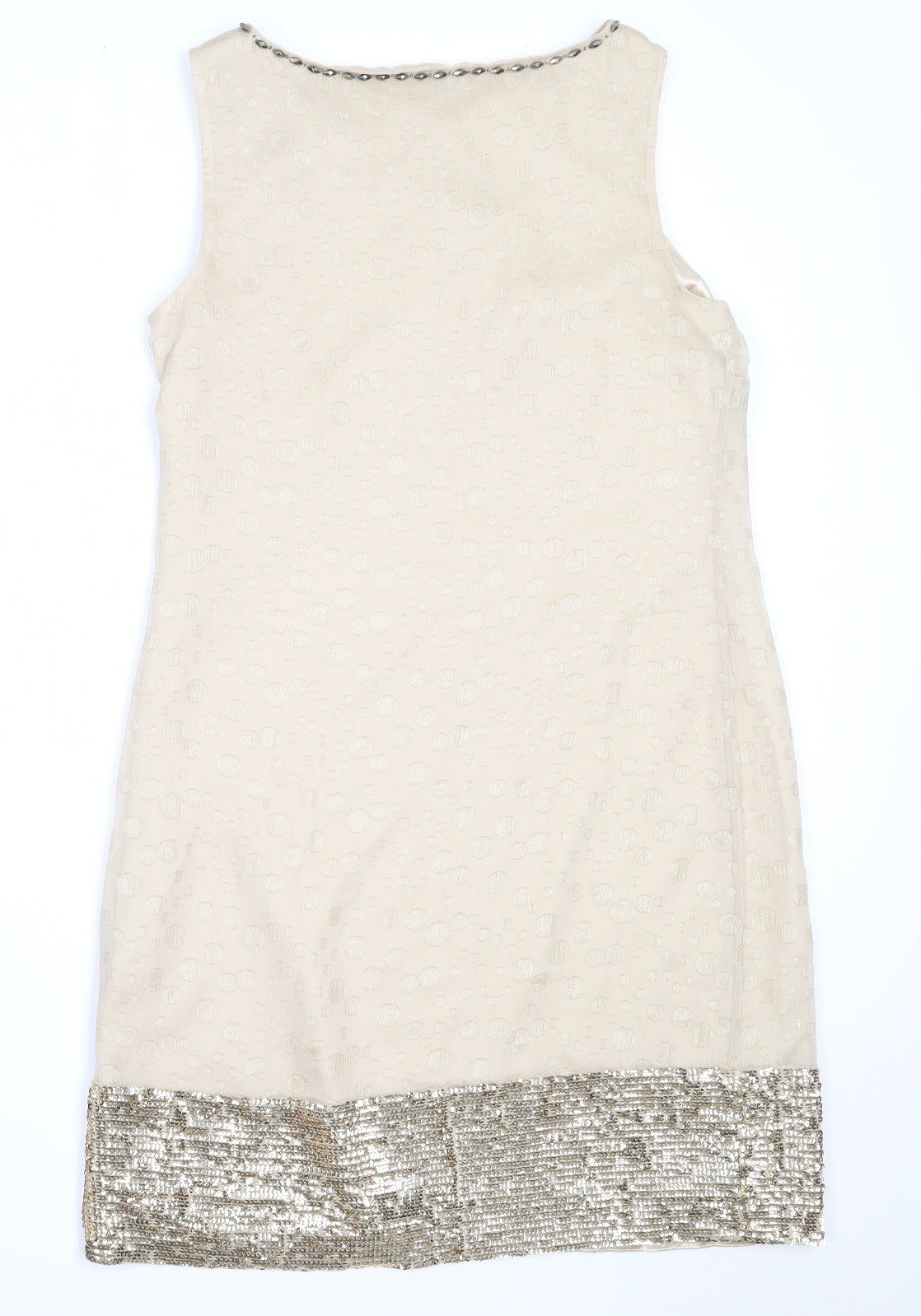 Monsoon Womens Beige  Polyester Shift  Size 14  Round Neck