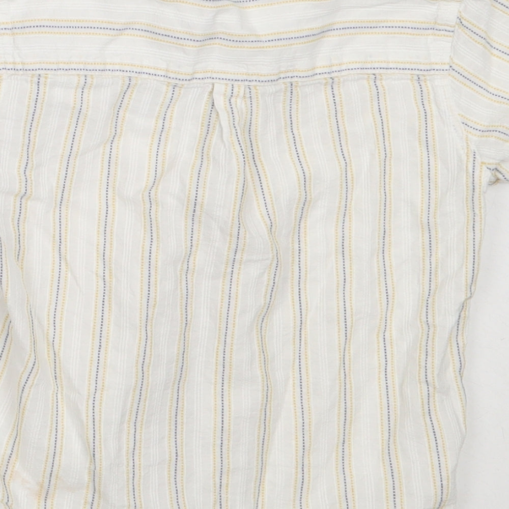 Matalan Boys Ivory Striped Cotton Basic Button-Up Size 4-5 Years Round Neck