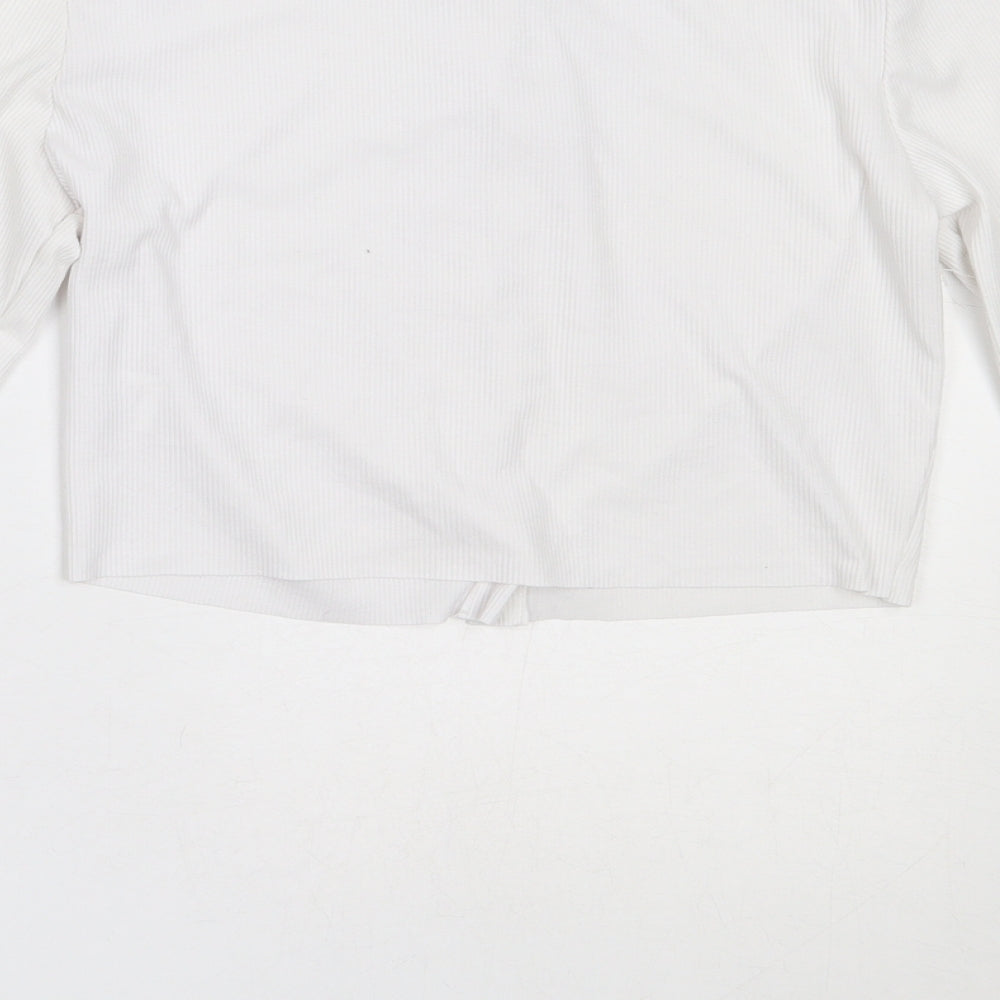 Preworn Womens White  Polyester Basic T-Shirt Size M Round Neck