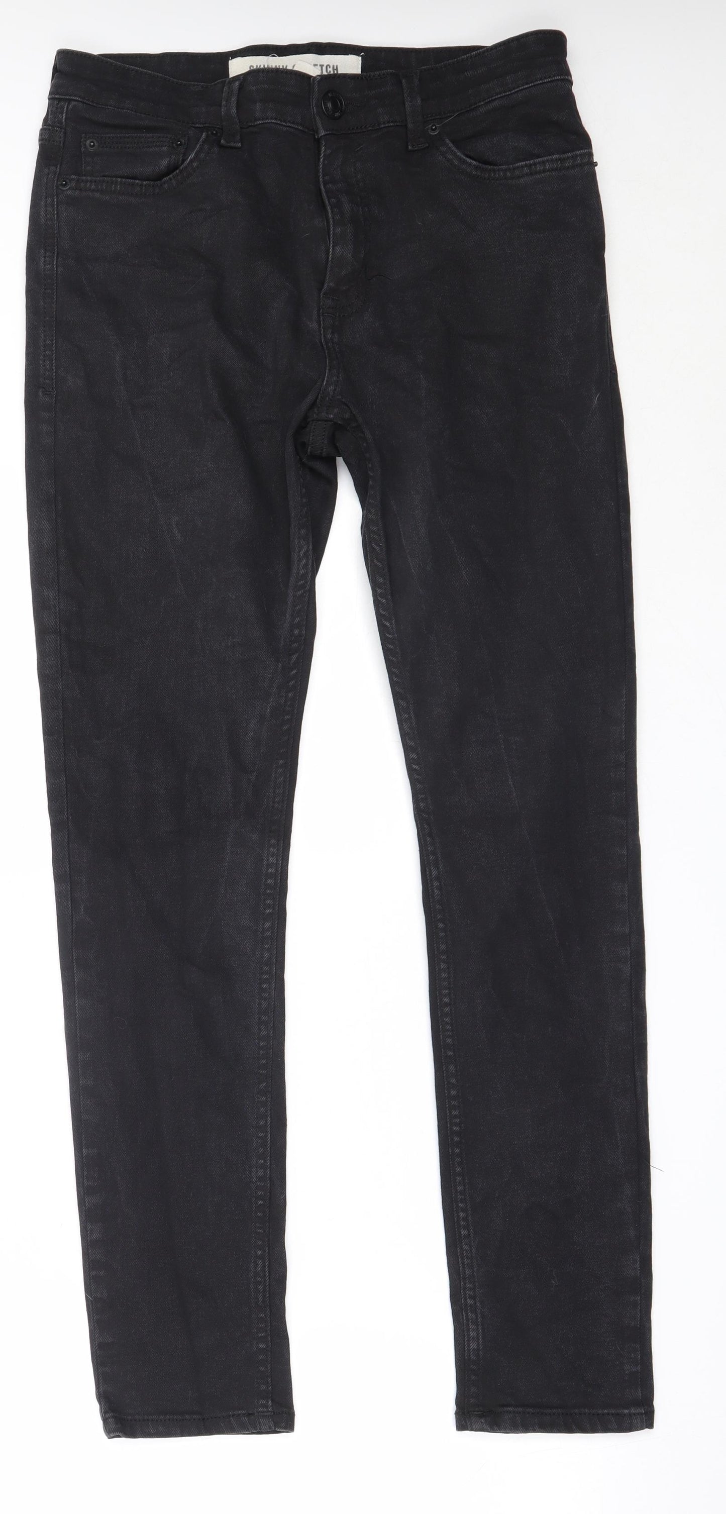 New Look Mens Black  Cotton Straight Jeans Size 32 in L30 in Regular