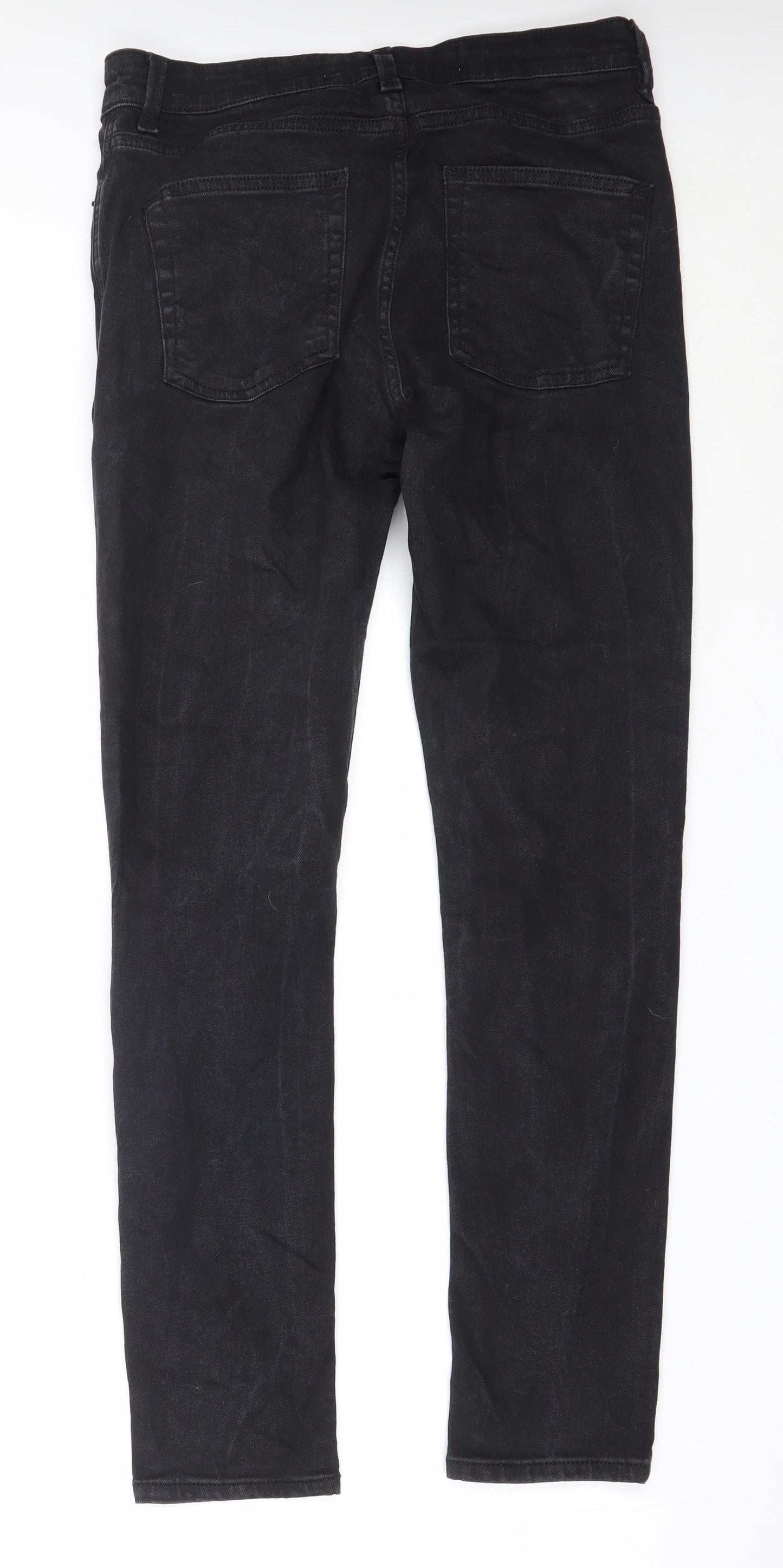 New Look Mens Black  Cotton Straight Jeans Size 32 in L30 in Regular