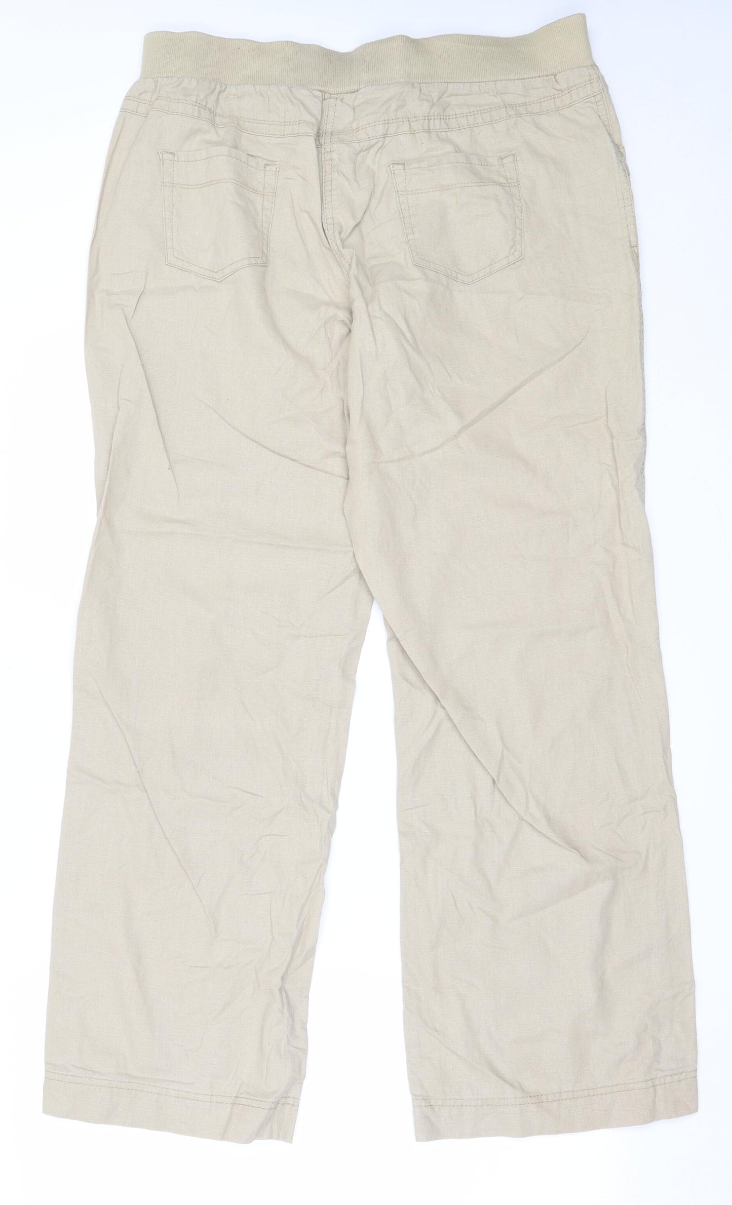 George Womens Beige  Linen Trousers  Size 14 L31 in Regular