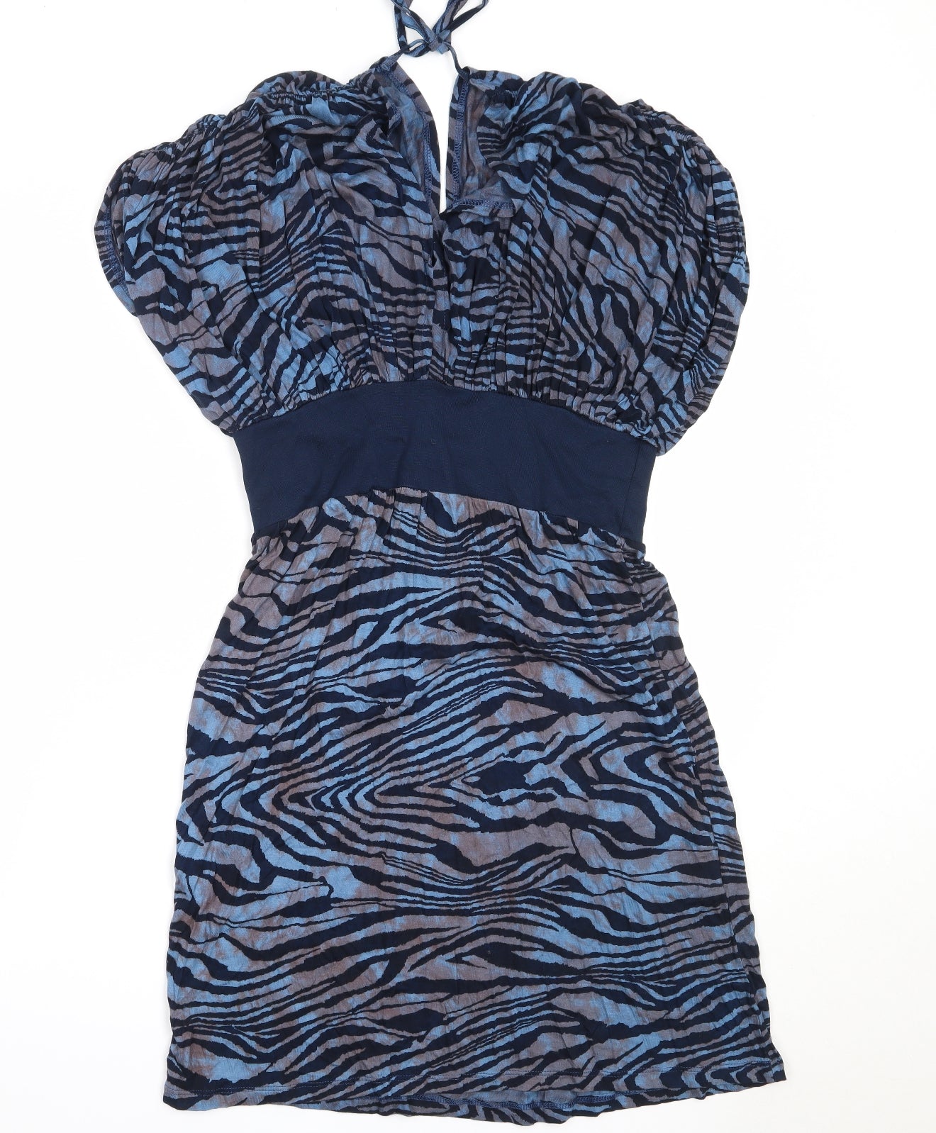 Ruby Rocks Womens Blue Animal Print Rayon Fit & Flare  Size 12  V-Neck