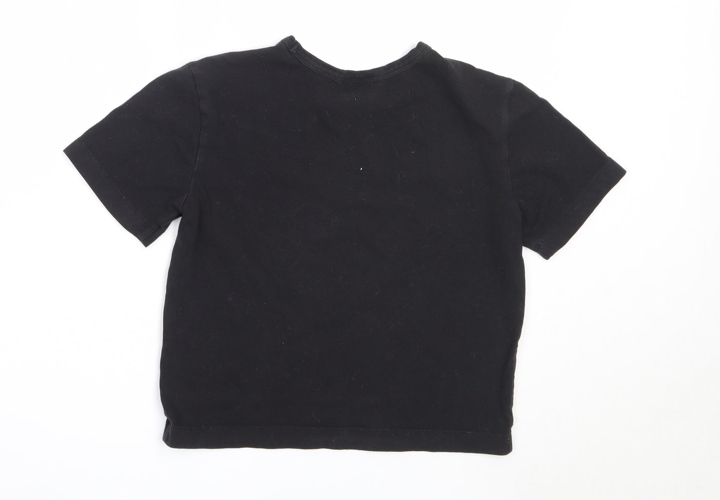 Champion Womens Black  Cotton Cropped T-Shirt Size S Round Neck