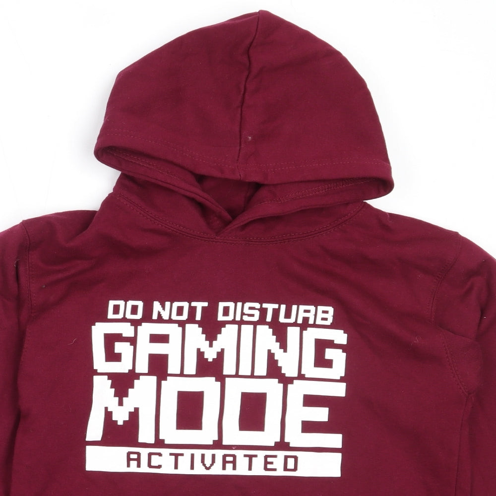 Just Hoods Boys Purple  Cotton Pullover Hoodie Size 12-13 Years