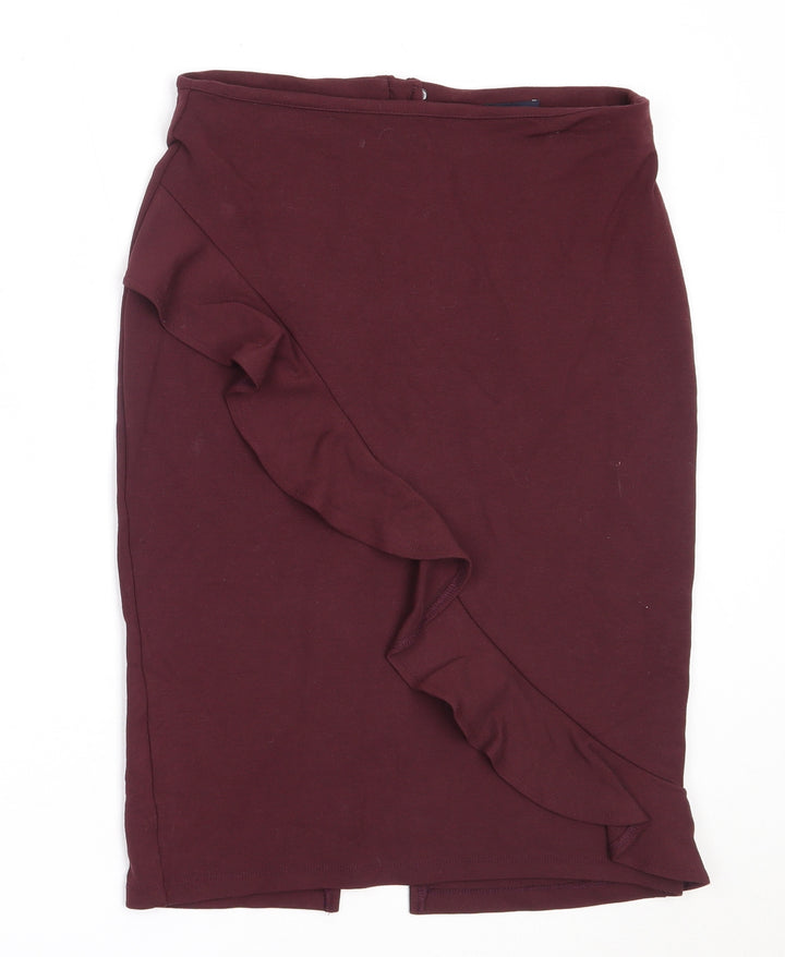 Marks and Spencer Womens Purple Viscose Straight & Pencil Skirt Size 10