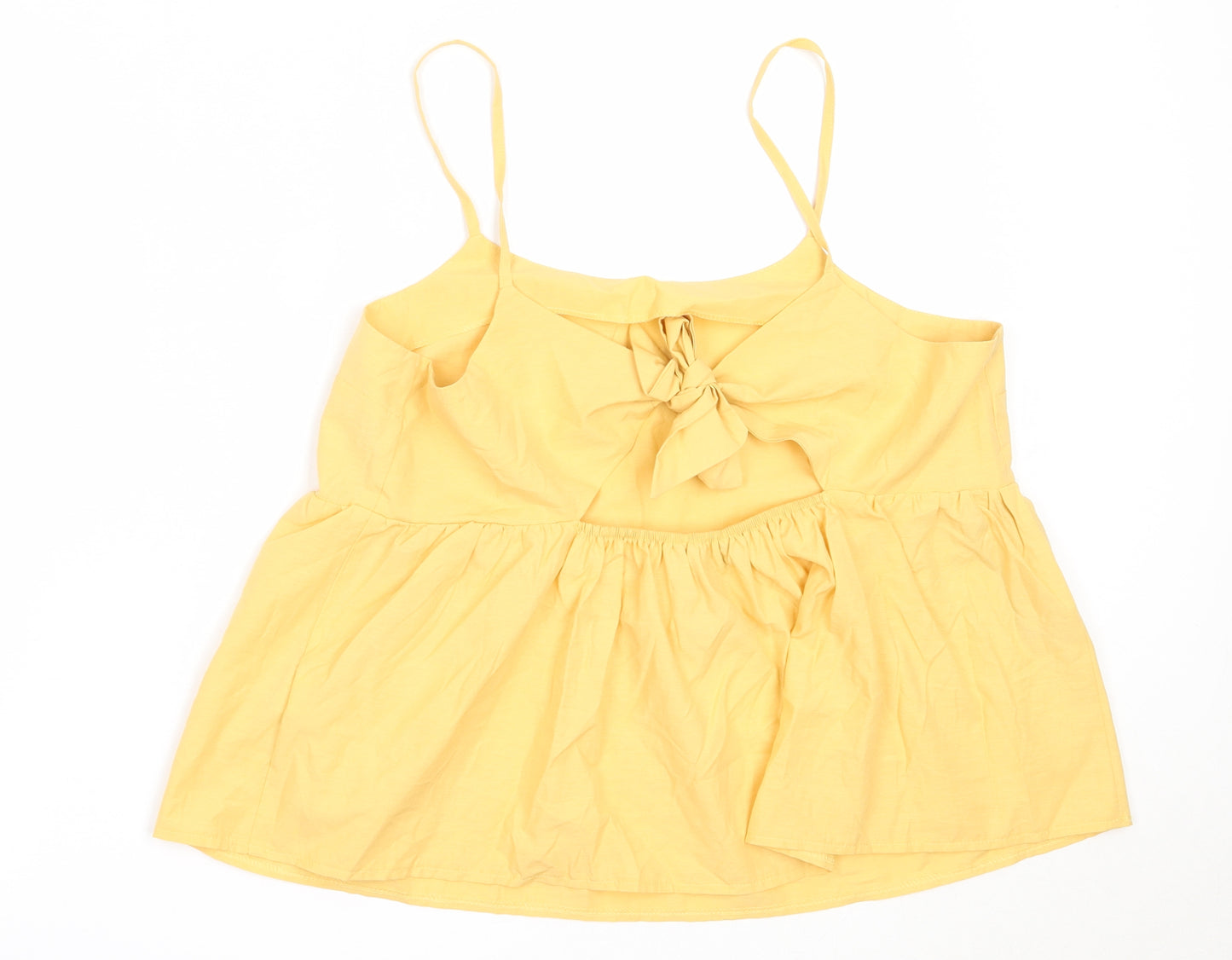 Primark Womens Yellow  Cotton Camisole Blouse Size 12 V-Neck