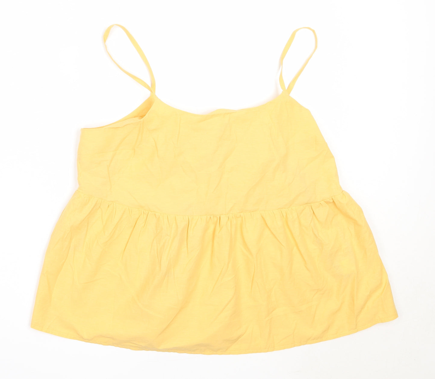 Primark Womens Yellow  Cotton Camisole Blouse Size 12 V-Neck